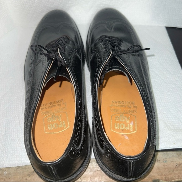 New Iron Age By Bostonian 8.5 D/B Black Wingtip Dress Safety Shoes - Picture 11 of 13